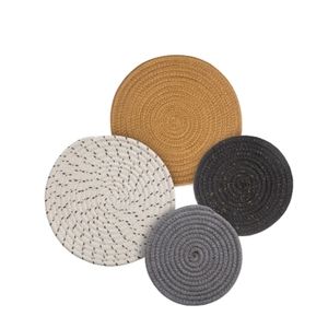 Round Cotton Trivets Set of 4 in Glam, 7 inch and 9 inch Diameter